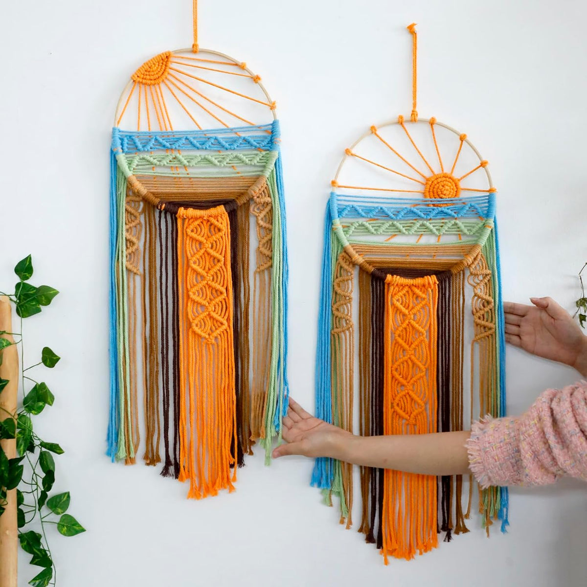 Artilady Macrame Wall Hanging Tapestry, Boho Sun Art Decor Dream Catcher