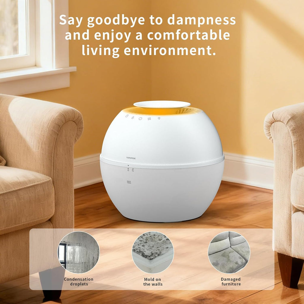 Dehumidifier & Humidifier 2-in-1 with Purifier, 101oz Tank, Whisper-Quiet Smart Steam Control for Bedroom, Baby Room, or Basement, Includes Drain Hose