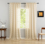 YJ YANJUN Vintage Lace Curtains-Victorian Floral Sheer 80 inch Long Curtains - Image 2