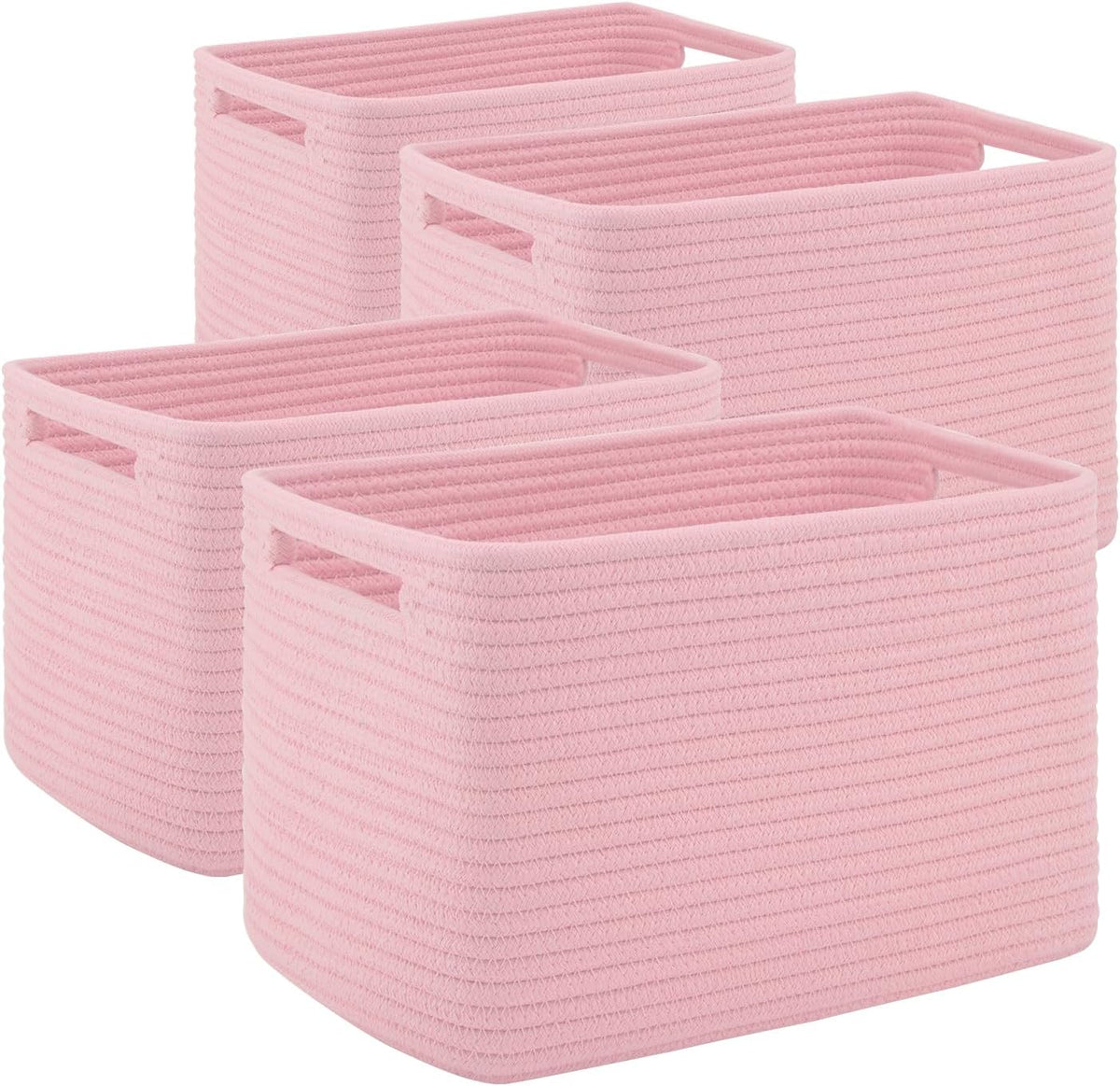 4 Pack Storage Baskets for Organizing Toys, Towels, and Clothes, Woven Basket for Shelves, Sturdy Nursery Cube Bins for Storage, 13''L x9''W x7.8''H, Blue