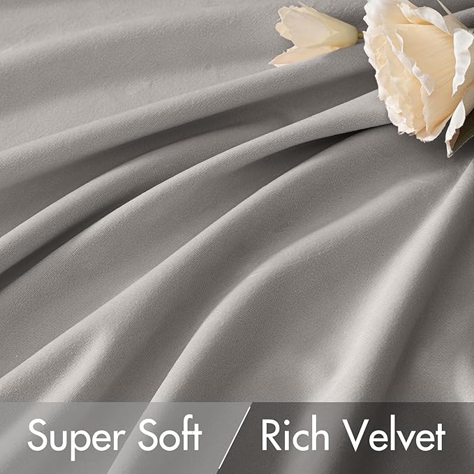 MIULEE Silver Gray Velvet Curtains 108 inches - Image 4