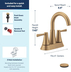 Moen 84022BZG Ronan 2-Handle Centerset Bath Faucet, Gold