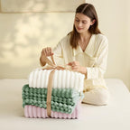 HIMEET Off White Ribbed Queen Size Blanket - Image 6