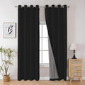 Joydeco Blackout Curtains 108 Inches Long, Black Extra Long Black Out Curtains for Living Room Bedroom, Grommet Total Room Darkening Drapes Grommets Solid Drapes for Bedroom Windows