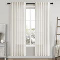 Cream Linen Curtains 80 Inch Length 2 Panels Set Back Tab Drapes by Nanspring