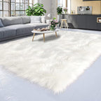 Latepis White Faux Fur Sheepskin Rug 4x6 - Image 7
