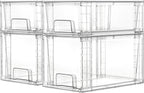 Vtopmart Clear Stackable Storage Drawers, 4 Pack Kitchen Cabinet Set
