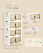 SONGMICS 48QT stackable storage bins with 1 Lid, 4-Tier Foldable Bins