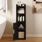 Yoobure Fluted Small Bathroom Storage Cabinet, Narrow Paper Cabinet, Black