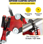 VEVOR Tripod Pipe Chain Vise, 1/8"-5" Pipe Capacity, 36.4“ Length Chain Vise Stand with Portable Folding Steel Legs, for Grabbing, Supporting and Bending Pipes in Factory, Workshop and Home
