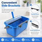 Window Cleaning Kit with 3 Gal Bucket,14''Squeegee and 15''Scrubber
