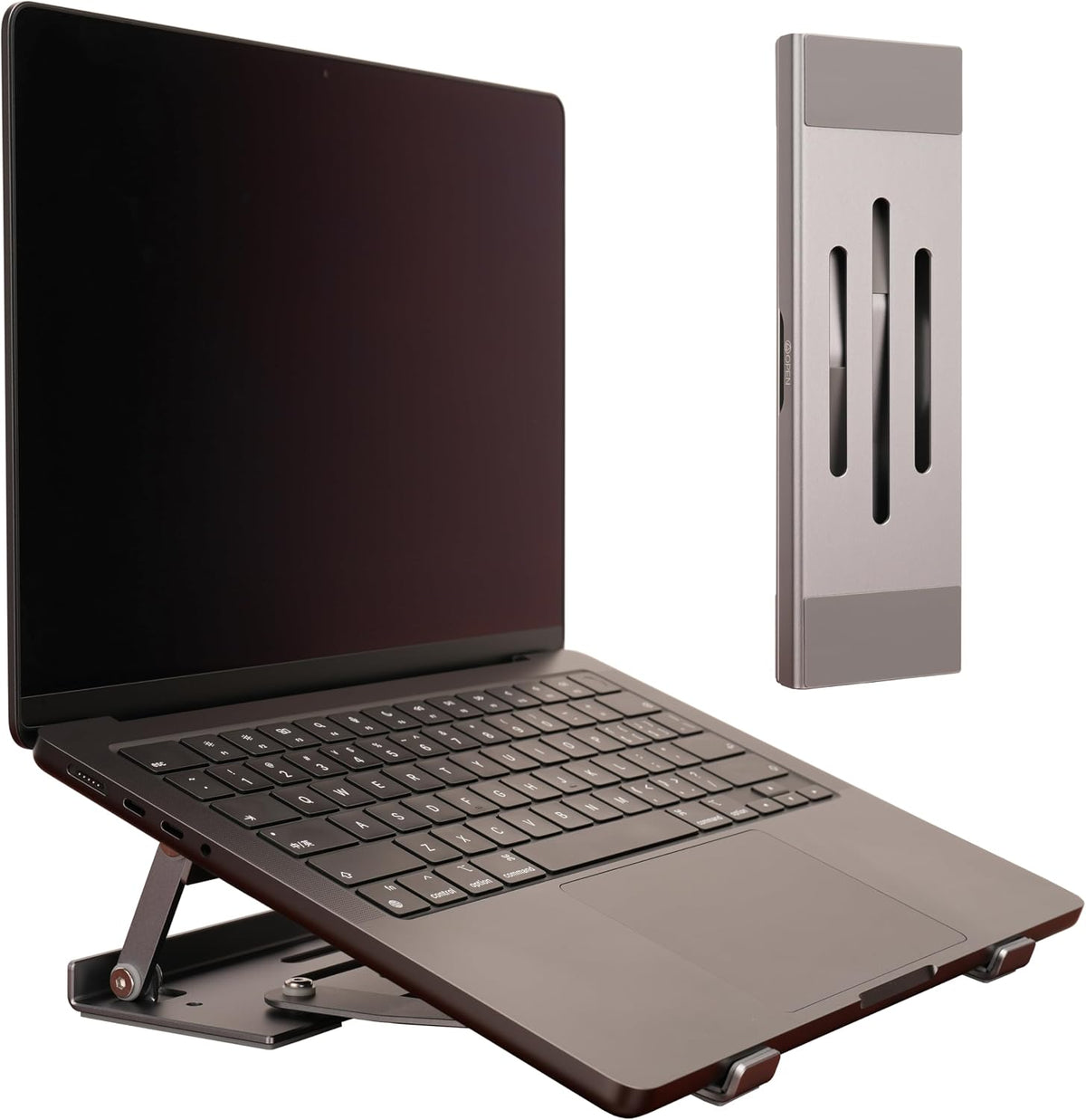 3-in-1 Foldable Aluminum Laptop Stand with Storage Box, 10-16 Inch