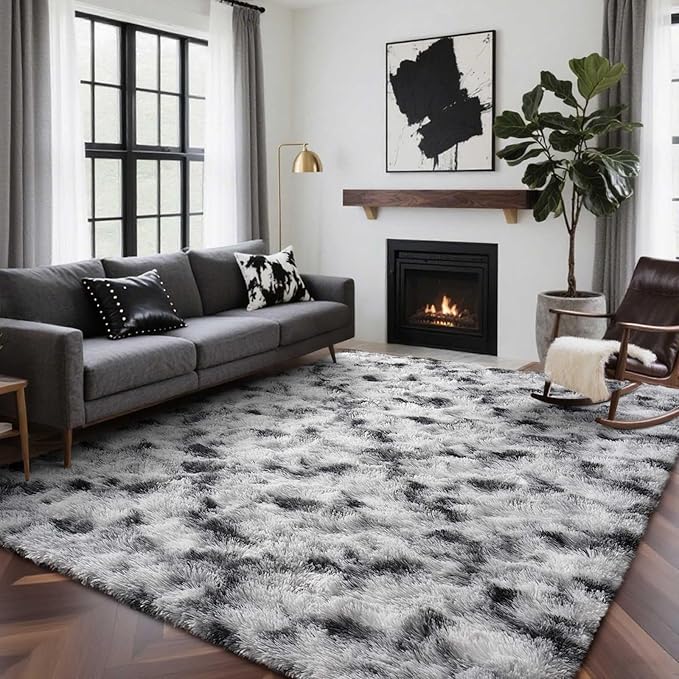 5x7 Ft Large Shag Rugs for Bedroom Living Room Decor for Men Boys, Tie Dyed by Cuzwlovita