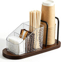 Coffee Station Organizer Caddy with Wood Base, Coffee Bar Accessories