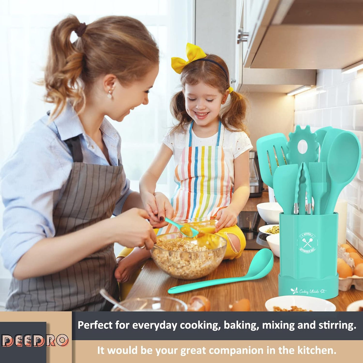 Silicone Kitchen Utensils Set, 16-Piece Silicone Cooking Utensils by Deedro