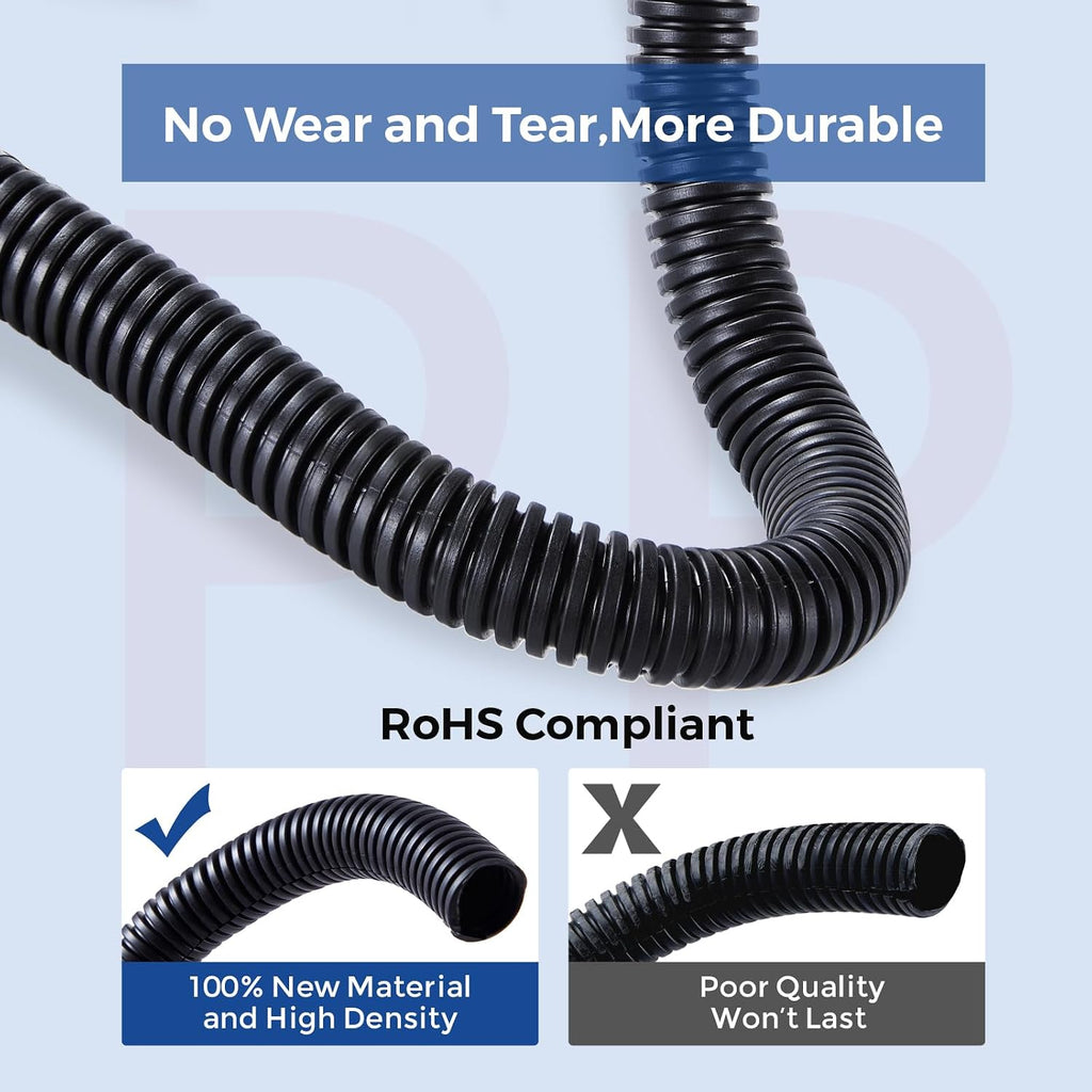 Cable Management, 33ft 1/4” Wire Loom Tubing Cord Protector