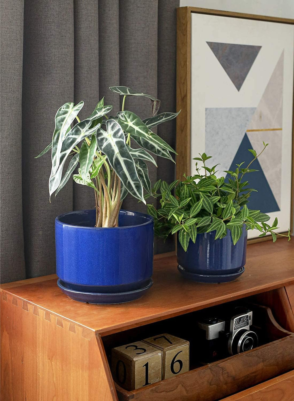LE TAUCI Ceramic Pots for Plants, 4.3+5.3+6.8 Inch, Set of 3, Sapphire Blue