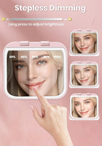 Magnifying Mirror with Light, Rechargeable Compact Makeup Mirror 40X Pink