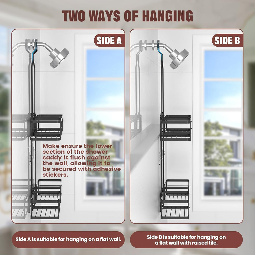 Adjustable Shower Caddy Hanging for Handheld Showerheads, Black
