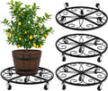 4 Pack Plant Caddy with Wheels 18 Inch Rolling Plant Stand for Large Plants Heavy Duty Plant Rollers Metal Plant Dolly Rustproof Planter Stand Wrought Iron Plant Stands Flower Cart Outdoor