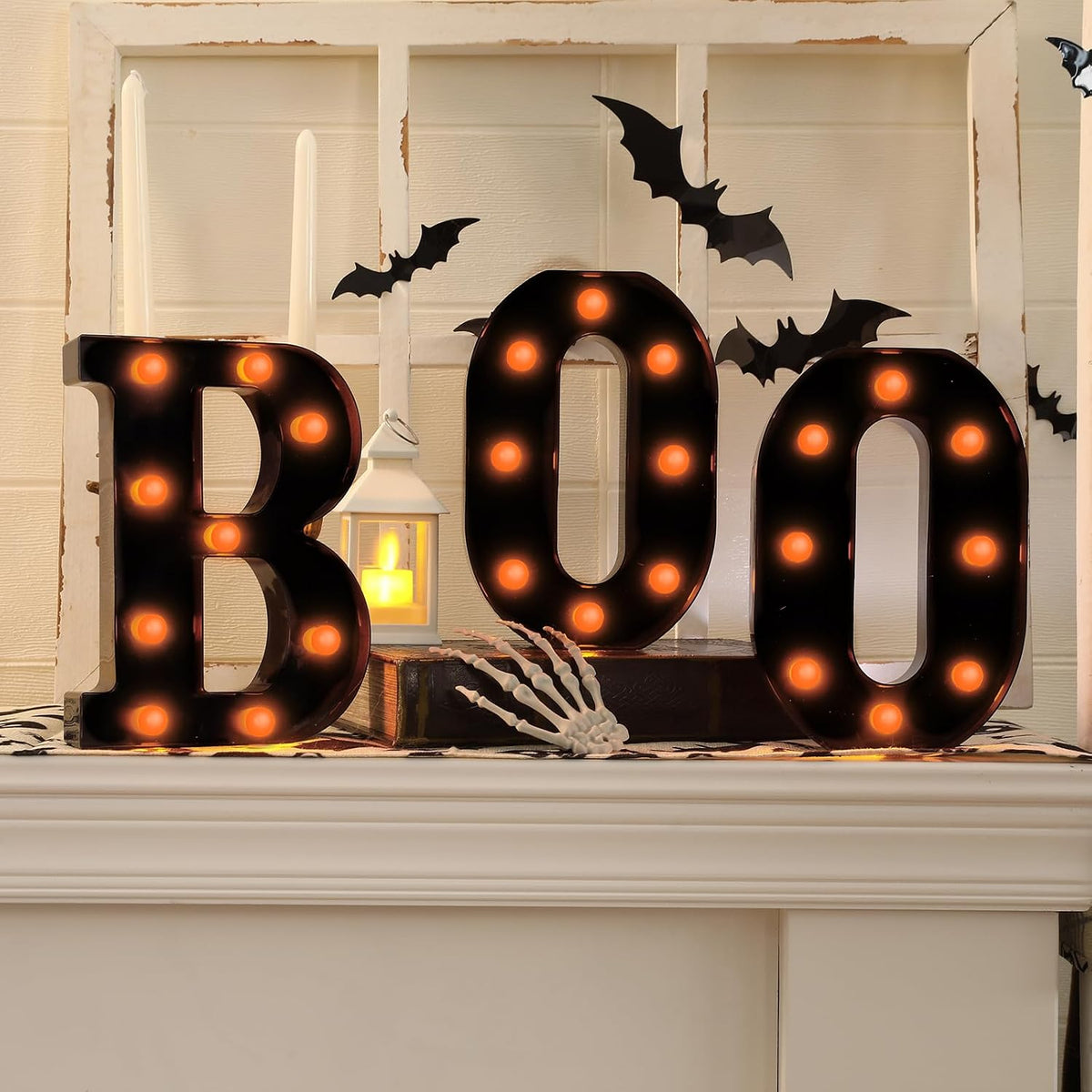 Halloween Decorations-3 Marquee Light up Letters "BOO" Decorative Sign