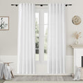 Nanspring White Semi Sheer Linen Curtains 80 Inch Length 2 Panel Set Thermal by Nanspring