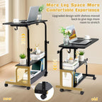 Karl home 31.5" Portable Rolling C-Shaped Computer Desk on Wheels, Black