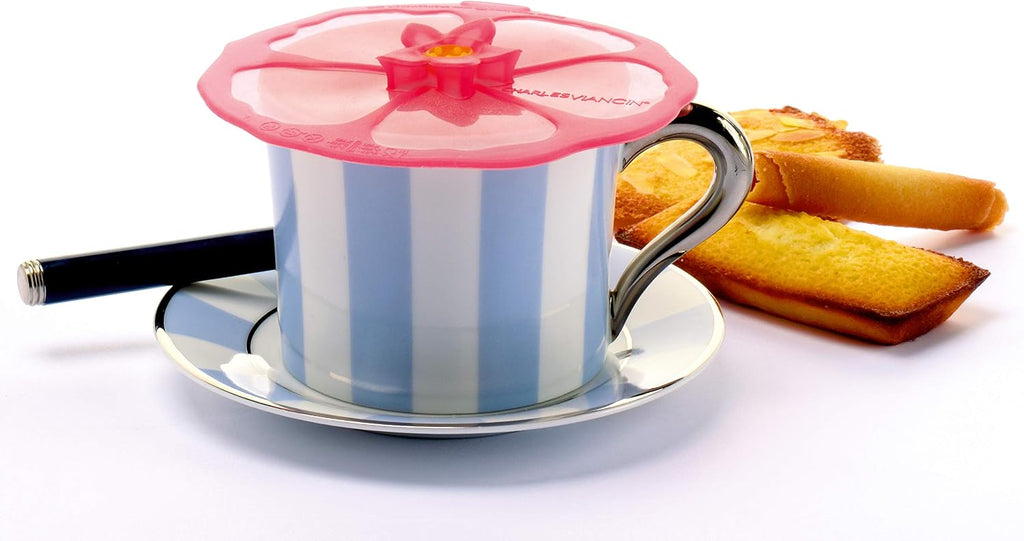 Charles Viancin Hibiscus Silicone Drink Covers, 4-Inch, Pink, Set of 2