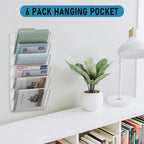 MINDEPOT 6 Pockets Acrylic Wall File Organizer Clear File Holder for Office