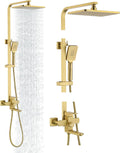 Taplong Outdoor Shower Kit Exposed Bathroom Shower Faucet Set Brushed Gold