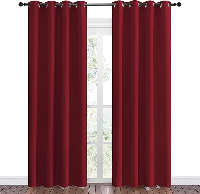 NICETOWN Christmas Burgundy Blackout Curtains Grommet - Image 2