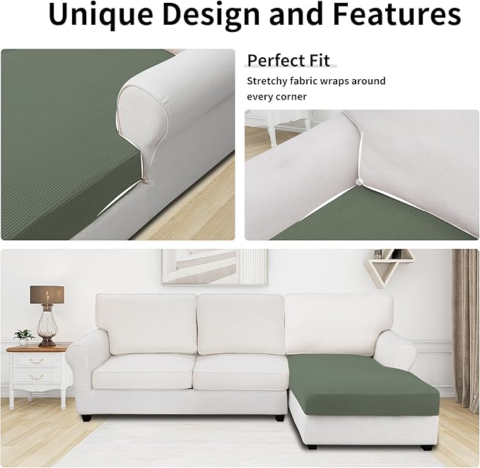 Easy-Going Stretch Sectional Couch Covers 1 Piece Chaise Lounge Slipcover L - Image 3