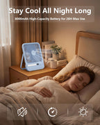 8000mAh Ultra-Thin Portable Travel Fan with Timer, Light&LED Display