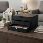 Document Organizer, 3-Drawer File Cabinet Document Storage Box, Office Desktop Filing Organizer, Black