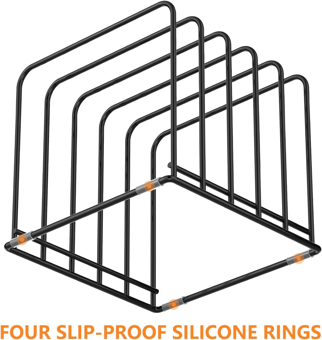 KORRTFID Kitchen Cabinet Organizer, Steel Cookware Holder, Divided Holder with 5 Slots for Skillets Baking Tray and Chopping Board Rack - Baking Pan Holder Storage (1 PC)
