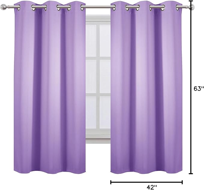 LEMOMO Lavender Blackout Curtains 42 x 63 Inch Length/Set of 2 Curtain - Image 9