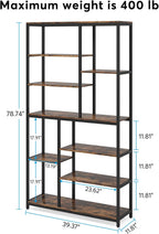 Tribesigns 79 inches Tall Bookshelf Bookcase, 8-Tier Staggered Bookcase, Modern Freestanding Open Book Shelves, Wide Wood Etagere Shelving Unit Display Shelf for Living Room