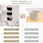 Over the Door Hanging Storage Basket, 3 Tier Wall Organizer Black