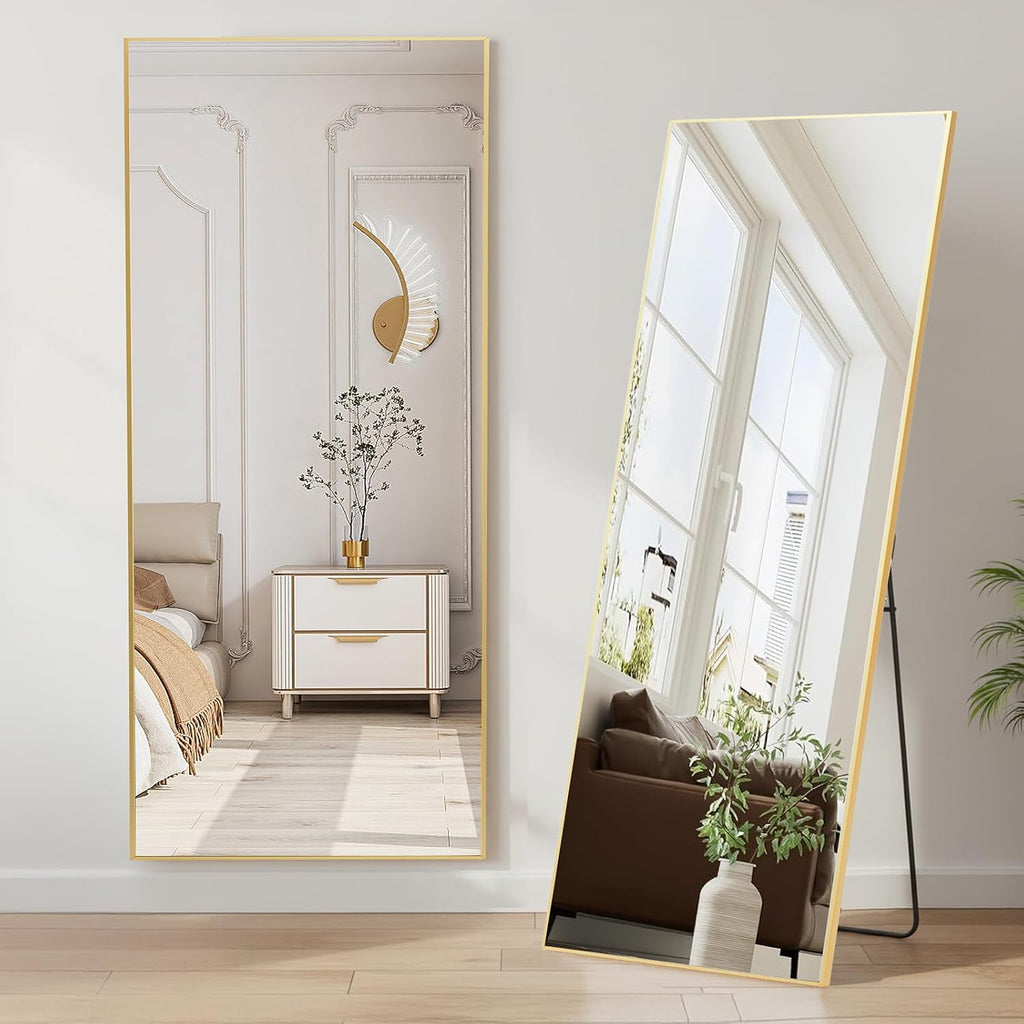DUMOS 47"x14" Full Length Door Mirror, Full Body Mirror, Black