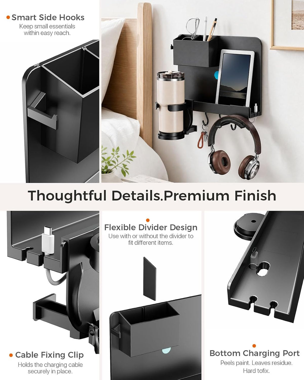 Floating Shelves for Bedside Shelf, Bedside Wall Shelf for Bedroom