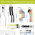 Crevice Cleaning Brush, 18 Pcs | Cleaning Brush | Hard Bristle Scrub