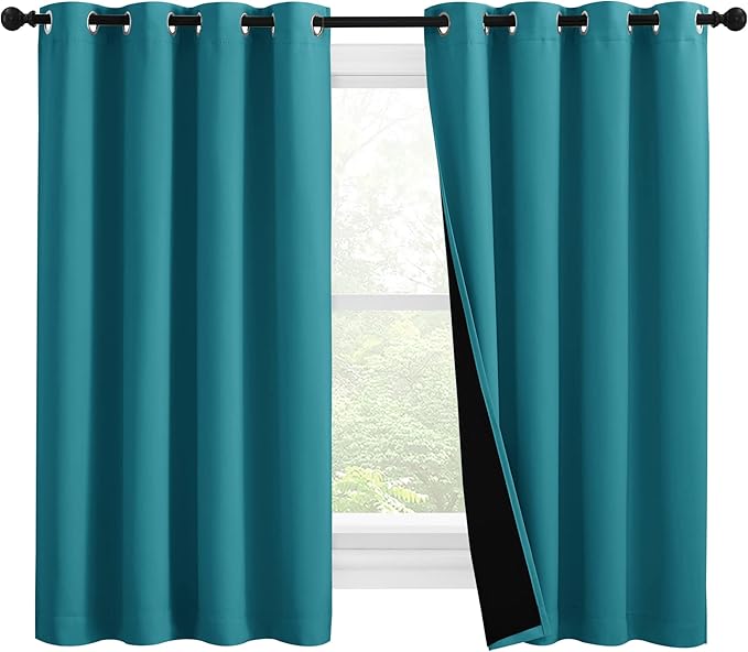 NICETOWN 100% Blackout Curtains 57 inches Long, Double-Deck Completely Blackout by NICETOWN