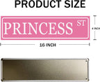 Princess Room Decor For Girls Bedroom Pink Princess St Vintage Metal Tin Sign Girly Decor Funny Street Signs For Bedroom Princess Street Sign Y2k Wall Decor Poster Little Girls Room Accessories 4x16 In