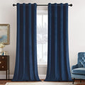 MIULEE 90 Inches Velvet Curtains Navy Blue Elegant Grommet Curtains Thermal by MIULEE