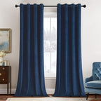 MIULEE 90 Inches Velvet Curtains Navy Blue Elegant Grommet Curtains Thermal by MIULEE
