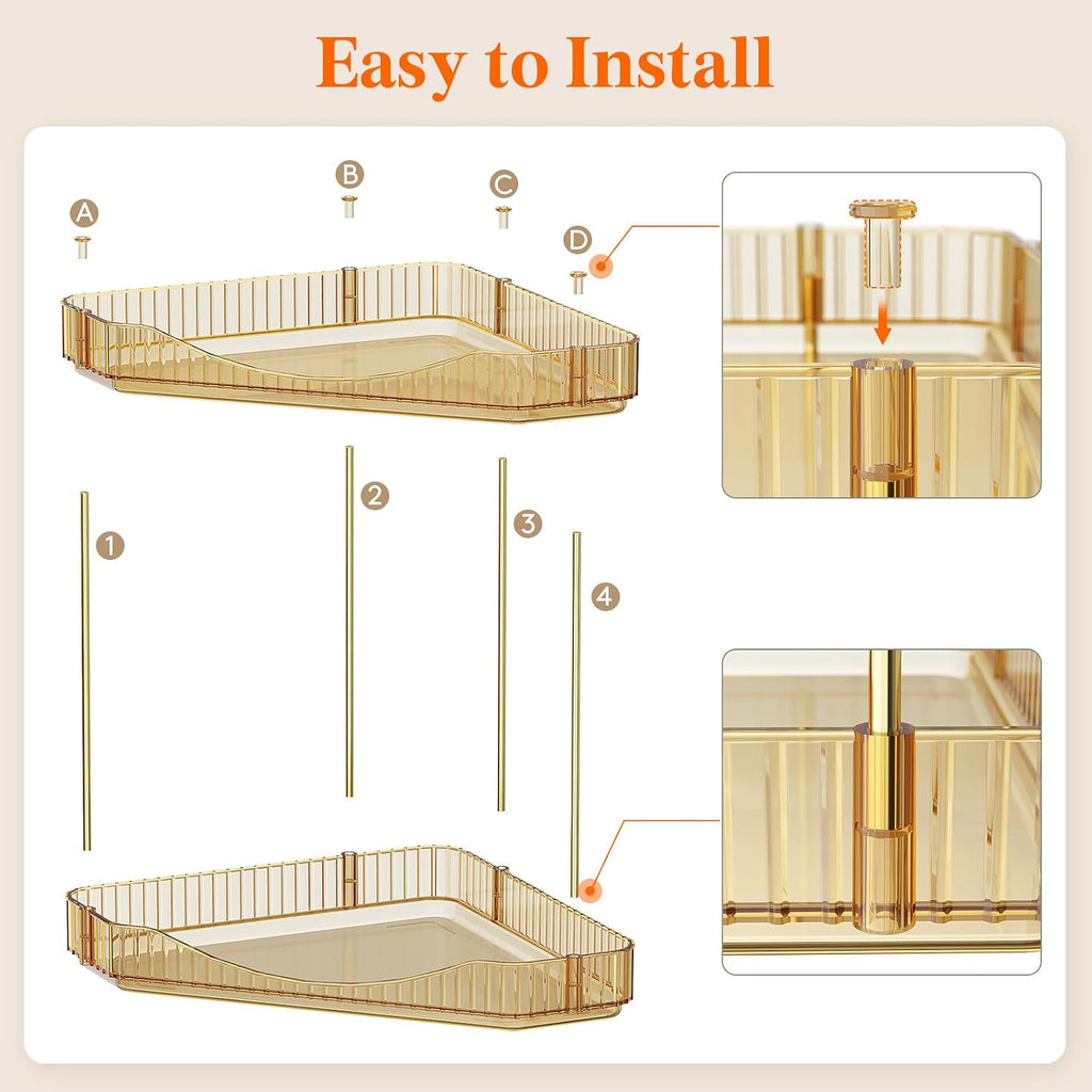 Lifewit 2 Tier Corner Bathroom Counter Organizers and Storage, Golden