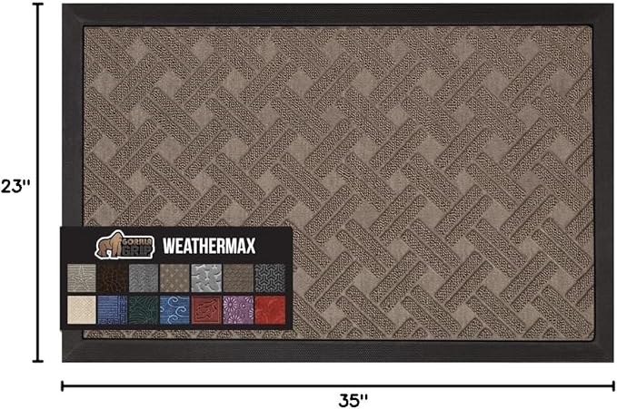 GORILLA GRIP 100% Waterproof All-Season WeatherMAX Doormat 35x23, US Designed - Image 2