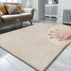 ORINOVA Beige Plush Faux Washable Rabbit Fur Area Rugs - Image 3
