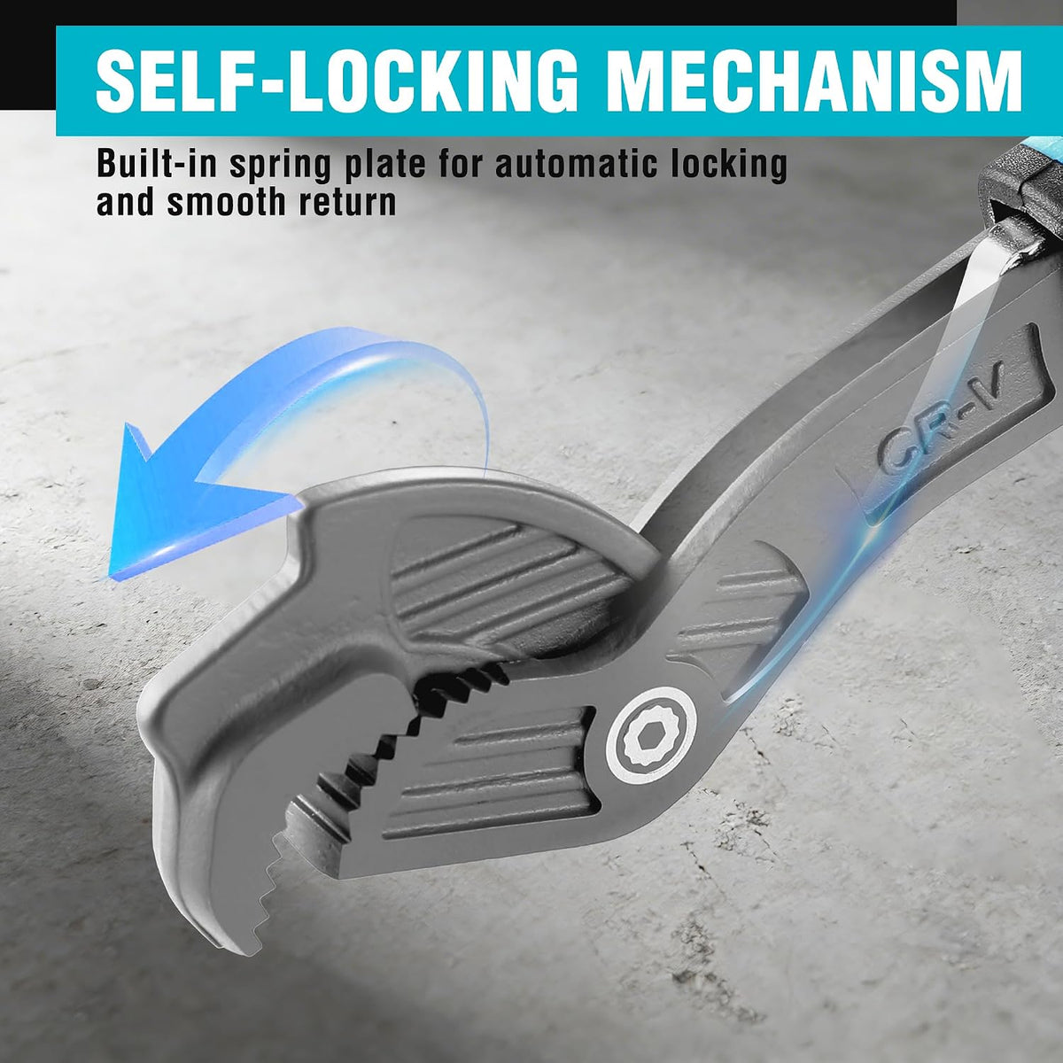 DURATECH 10-Inch Self-Adjusting Wrench, Self-Locking Pipe Wrench