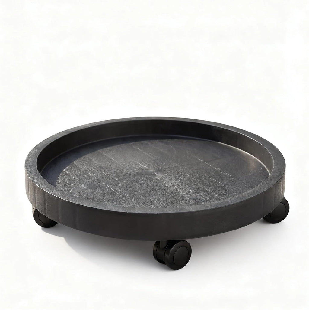 12.6 Inch Plant Caddy with Wheels, Round Rolling Flower Pot Stand, Heavy Duty Wheeled Planter Saucer Tray, Holder Dolly for Indoor Outdoor，Potted Coaster Roller Base Tray with Casters